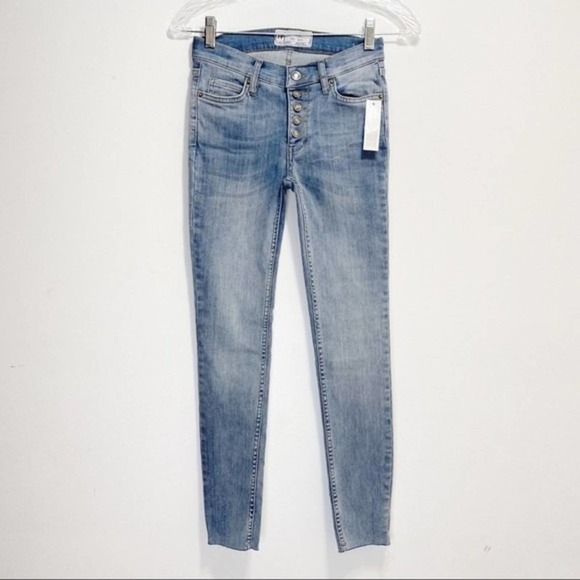 Free People NWT Button Fly Raw Hem Skinny Ankle Jeans Size 25 - Picture 3 of 10